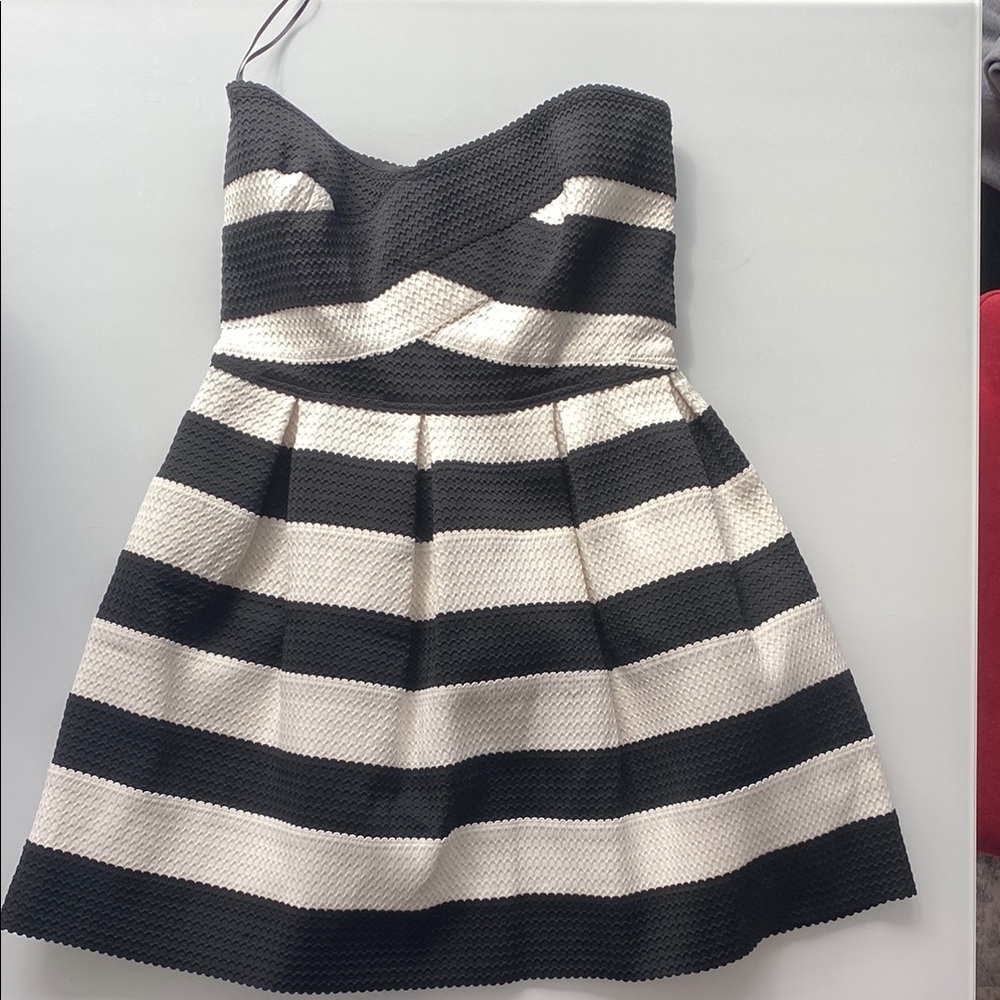 BCBG MaxAzria Black and White Striped Dress
